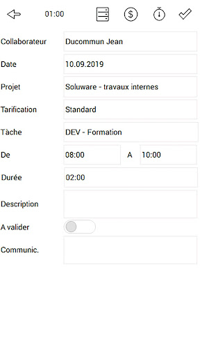 SwissTimesheet Screen 2