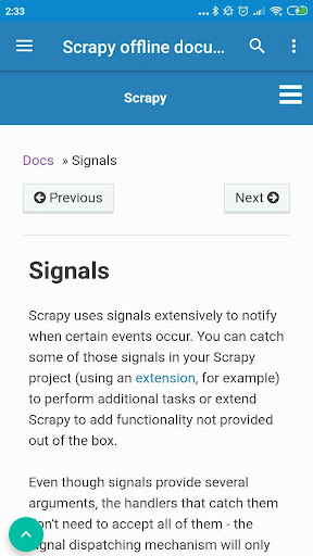 Python Scrapy documentation of Screen 2