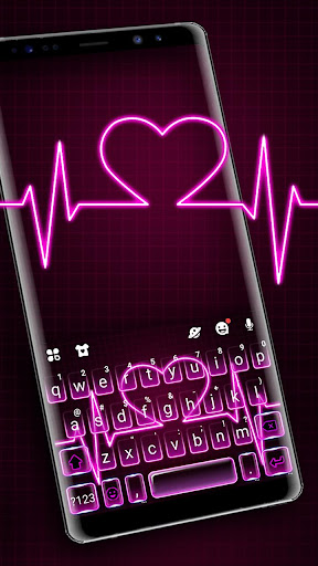Android application Neon Pink Heart Keyboard Theme screenshort