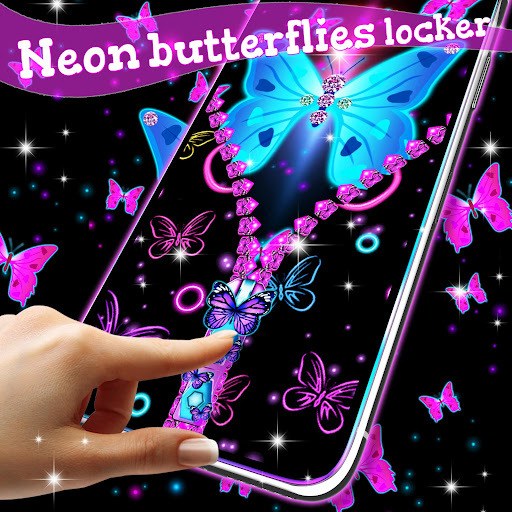 Android application Neon butterflies zip locker screenshort