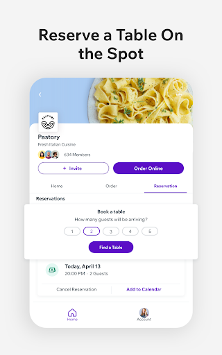 Screenshot of Dine by Wix