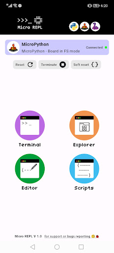 Android application Micro REPL - MicroPython IDE screenshort