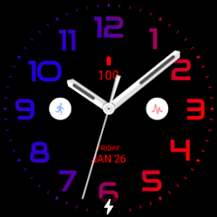 Blue Red Analog Watch Face