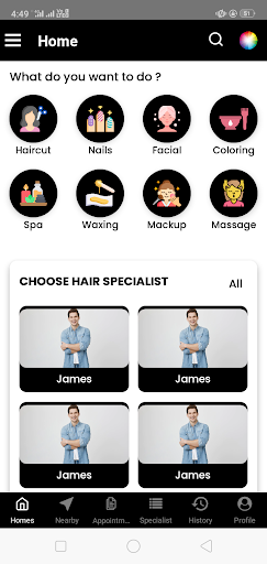 Android application Salon - Appointments booking screenshort
