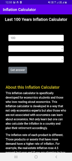 Inflation Calculator Screen 3