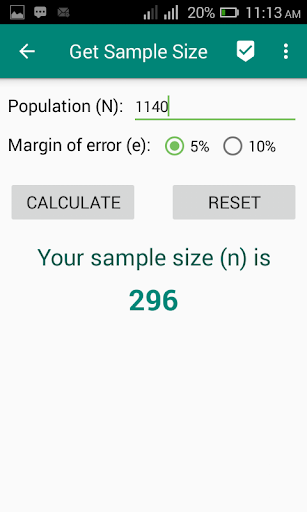 Get Sample Size Screen 3