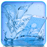 Blue water lily flower theme icon