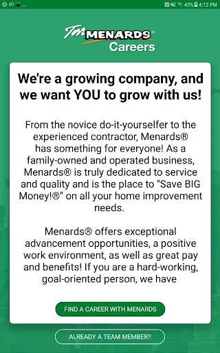 Screenshot of Menards® Careers