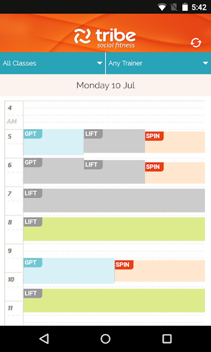 Android application Tribe Fitness screenshort