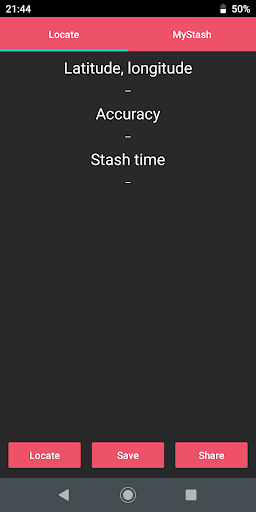 Android application MyStash: GPS location finder screenshort