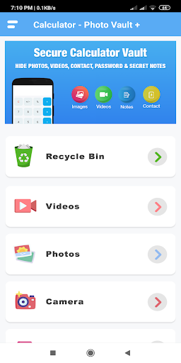 Android application Calculator - Photo Vault + screenshort