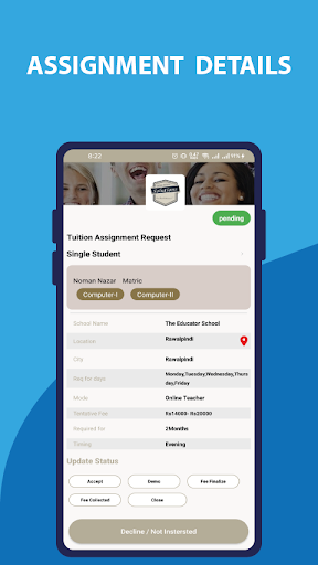 Android application Tutor App screenshort