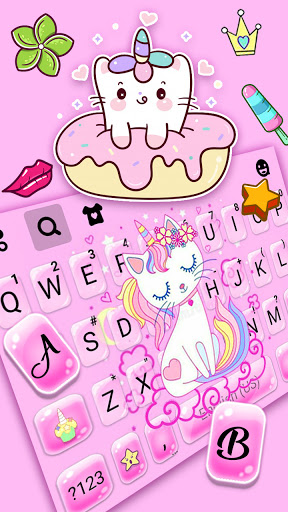 Pink Cat Unicorn Keyboard Back Screen 2