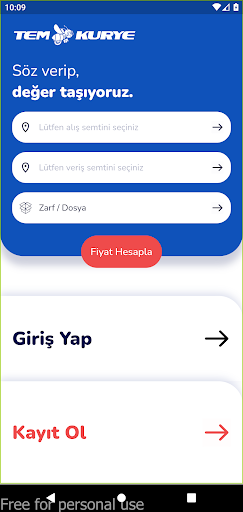Android application Tem Kurye screenshort