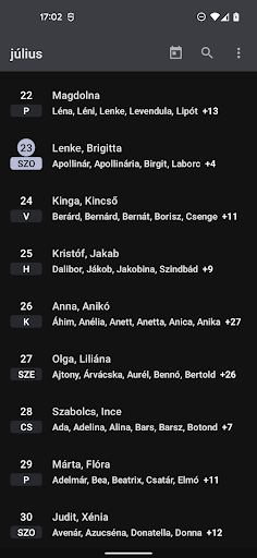 Névnapp Screen 2