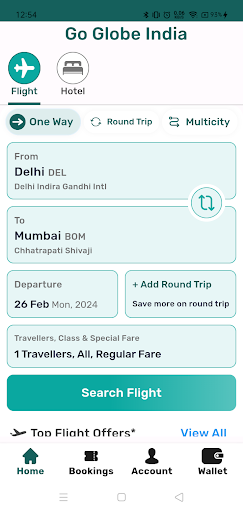 Android application Go Globe India screenshort