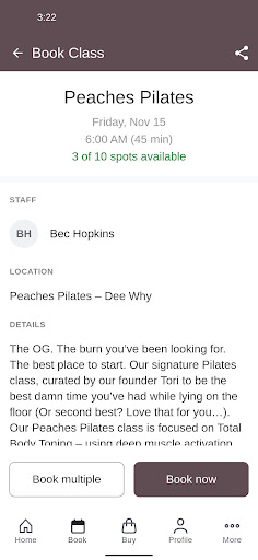Peaches Pilates Studios Screenshot 3 - AppWisp.com