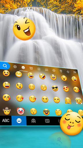 Nature Blue Waterfall Keyboard Screen 2