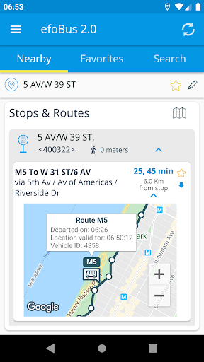 efoBus 2.0 - Transit on time Screen 2
