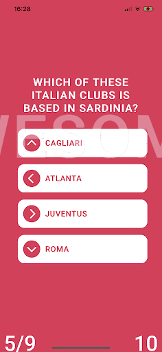 Screenshot of QuizSwipe Football