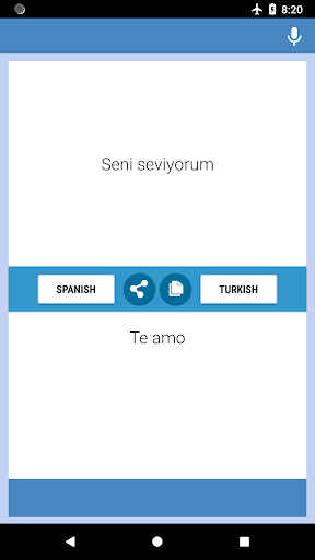 Spanish-Turkish Translator Screen 2