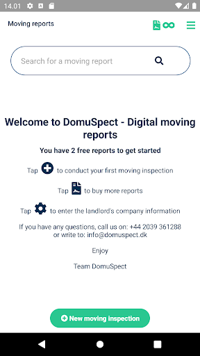 Android application DomuSpect moving in/out report screenshort