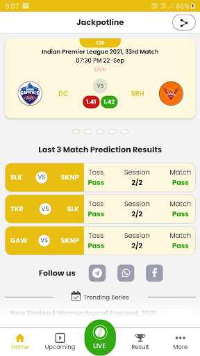 Jackpot - Cricket live line Screen 2