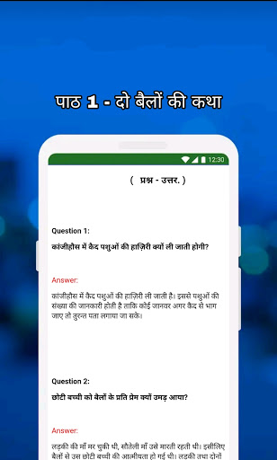 Screenshot of Class 9 Hindi Notes and MCQs