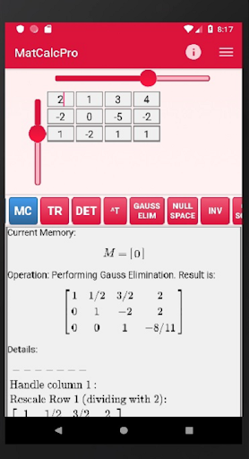 Android application Matrix Calculator Pro (Matrice screenshort
