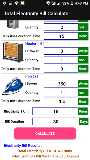 Electricity Cost, Units and Bi Screen 3