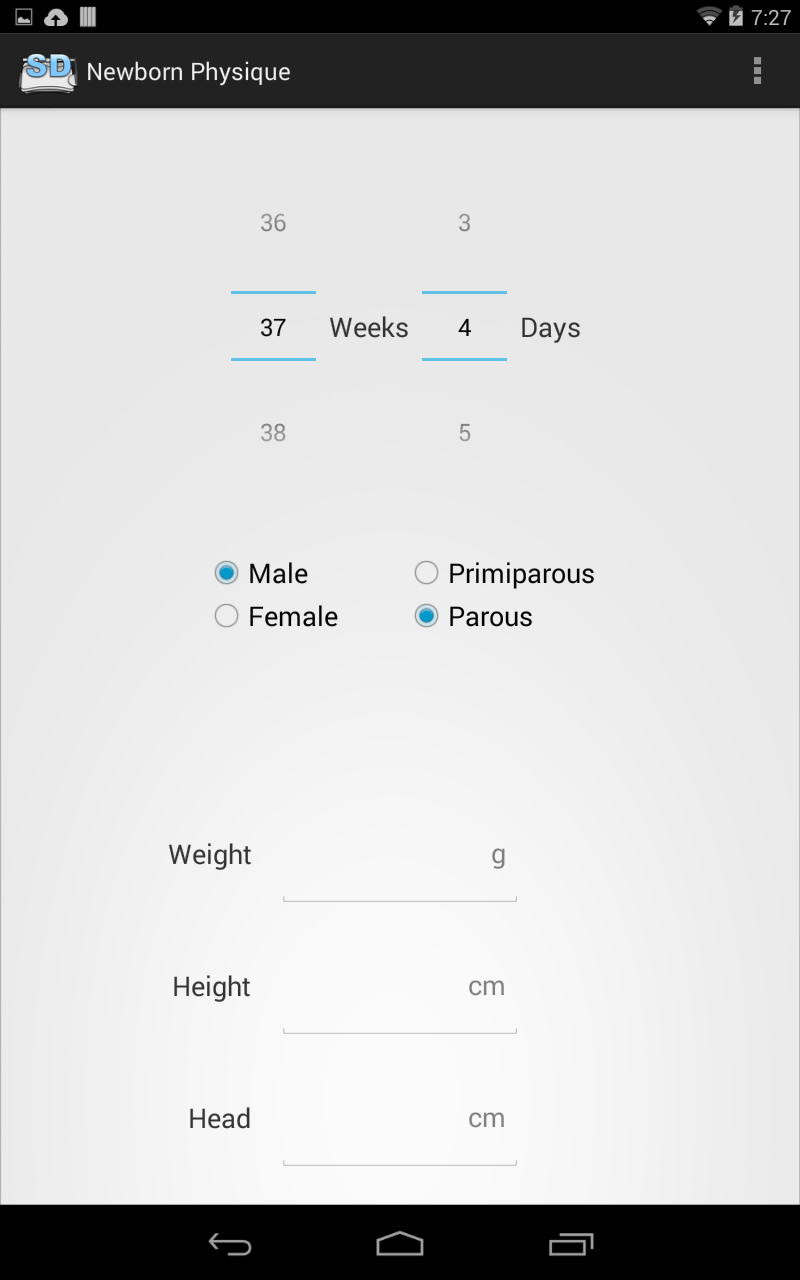 Android application Newborn Physique screenshort