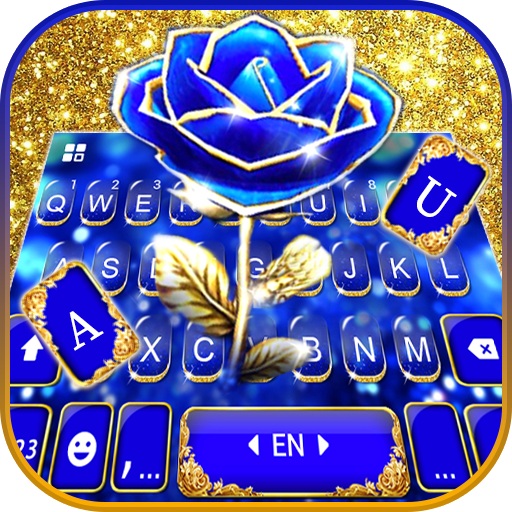 Gold Blue Rose Crystal Keyboar  Icon