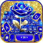 Cover Image of Download Gold Blue Rose Crystal Keyboard Theme 7.0.1_0113 APK