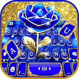 Gold Blue Rose Crystal Keyboard Theme icon