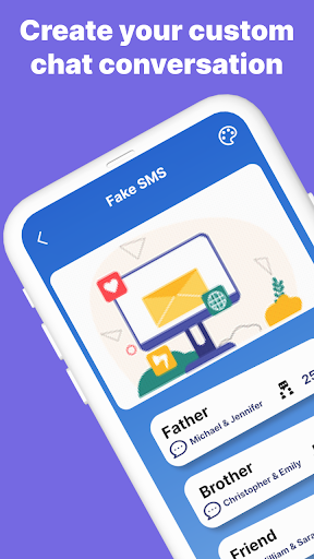 Android application Fake Text Message Friends screenshort