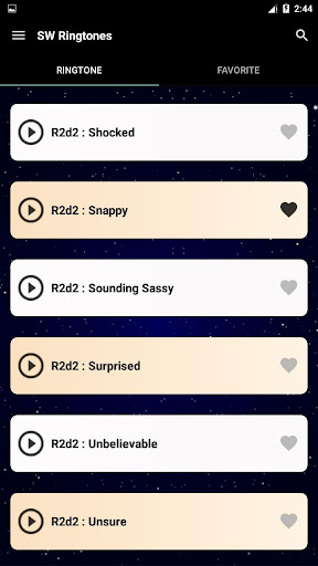 Android application Sw Ringtones screenshort