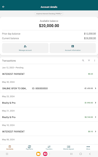 Screenshot of NB|AZ Mobile Banking
