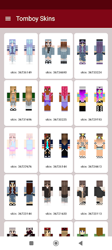Android application Tomboy Skins for Minecraft screenshort