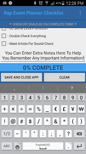 Rap Event Planner Checklist