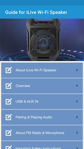 Android application iLive Wi-Fi Speaker Guide screenshort