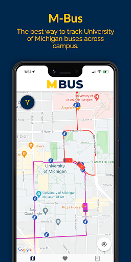 Android application M-Bus — Track Buses at U of M screenshort