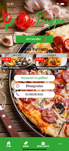 Android application Pizzeria Bei Peppe screenshort