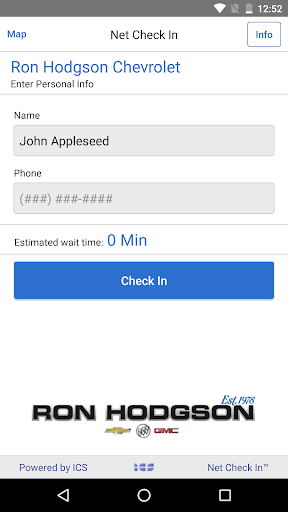 Ron Hodgson Chevrolet Check In Screen 2