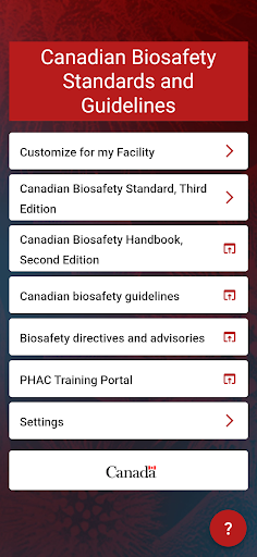 Android application Canadian Biosafety Application screenshort