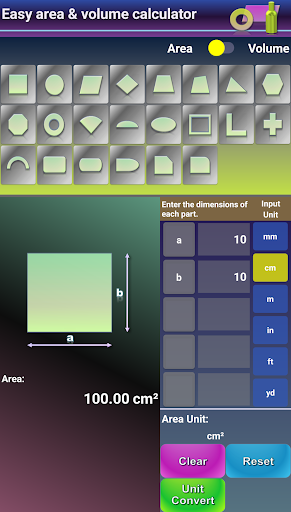 Android application Easy area & volume caclculator screenshort