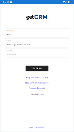 Android application getCRM screenshort