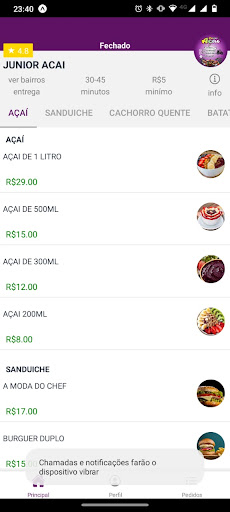 Android application Junior Açai screenshort