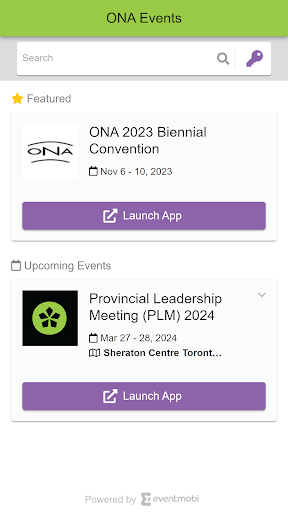 Android application ONA Events screenshort