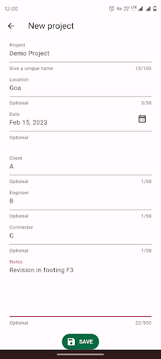 Android application Footing Designer screenshort