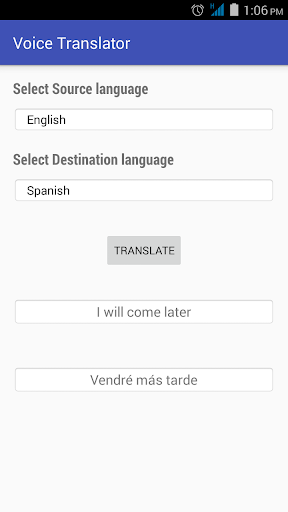 Android application Voice Translator screenshort
